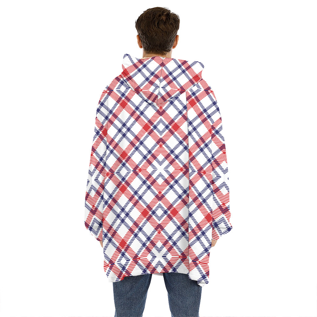 American Plaid Pattern Print Hoodie Blanket
