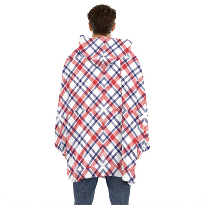 American Plaid Pattern Print Hoodie Blanket