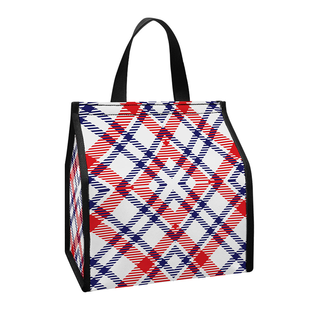 American Plaid Pattern Print Insulated Lunch Tote