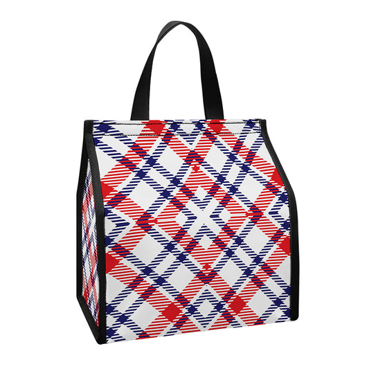 American Plaid Pattern Print Insulated Lunch Tote