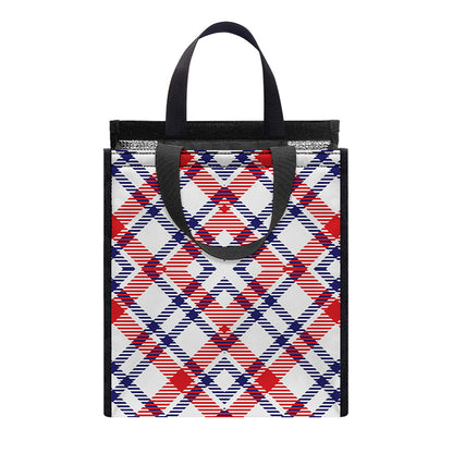 American Plaid Pattern Print Insulated Lunch Tote