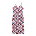 American Plaid Pattern Print Jersey Midi Cami Dress