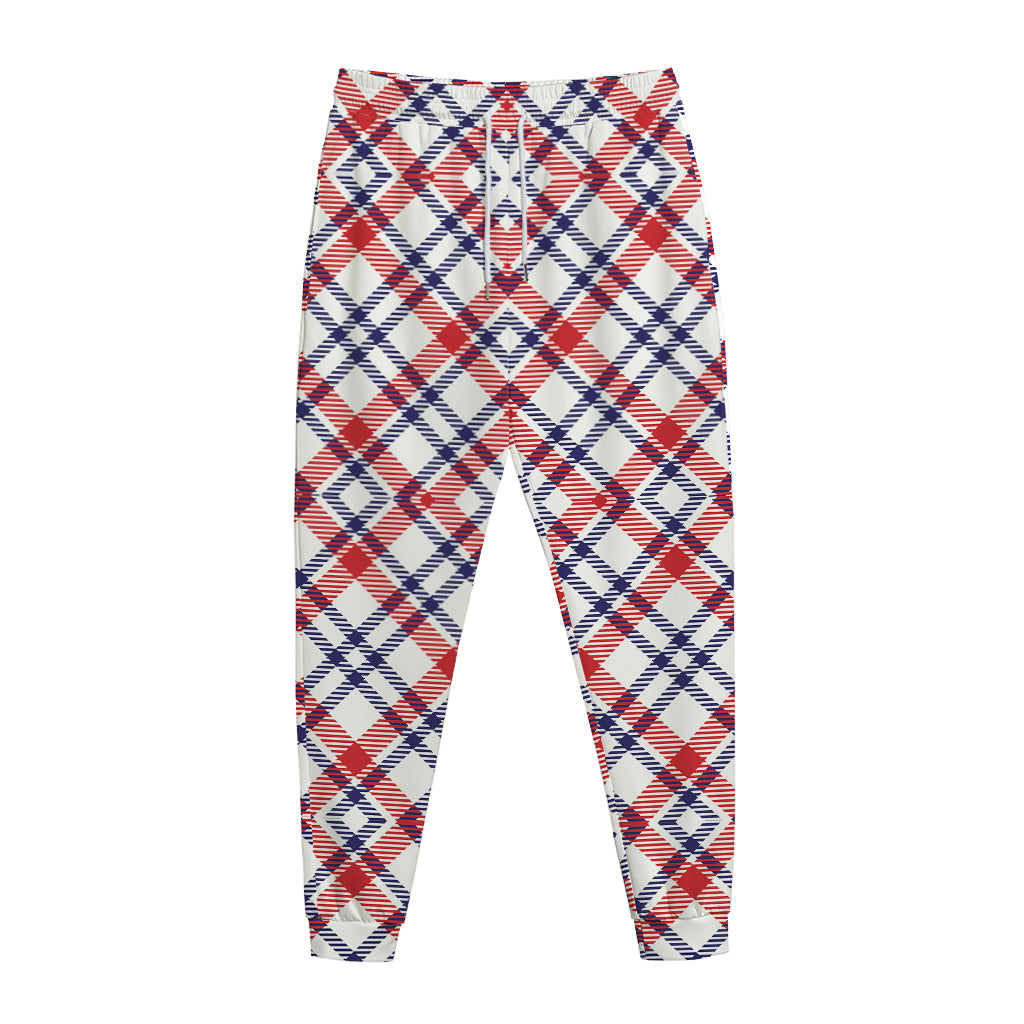 American Plaid Pattern Print Jogger Pants