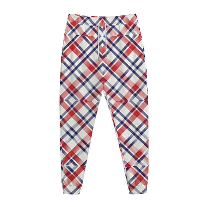 American Plaid Pattern Print Jogger Pants