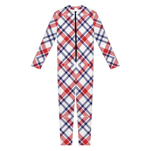 American Plaid Pattern Print Jumpsuit