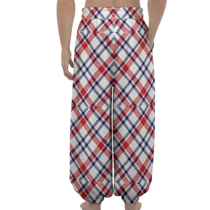 American Plaid Pattern Print Lantern Pants
