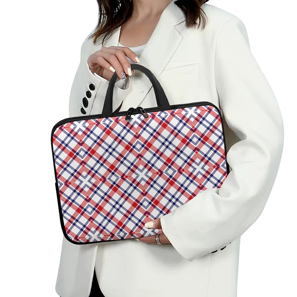 American Plaid Pattern Print Laptop Sleeve With Handle