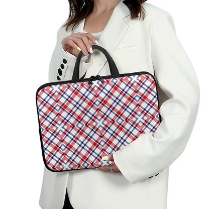 American Plaid Pattern Print Laptop Sleeve With Handle
