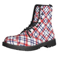 American Plaid Pattern Print Lace-Up Boots
