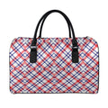 American Plaid Pattern Print Leather Duffel Bag