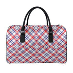 American Plaid Pattern Print Leather Duffle Bag