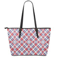 American Plaid Pattern Print Leather Tote Bag With Zipper