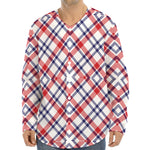 American Plaid Pattern Print Long Sleeve Baseball Jersey