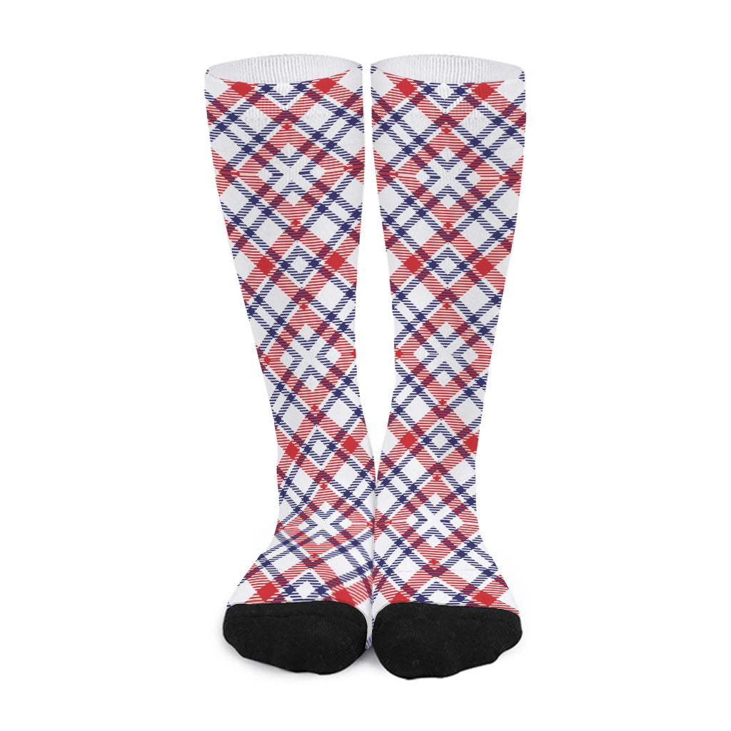 American Plaid Pattern Print Long Socks
