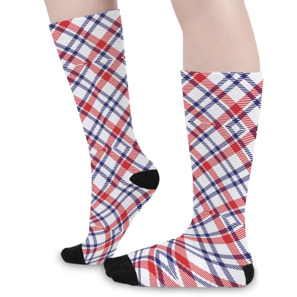 American Plaid Pattern Print Long Socks