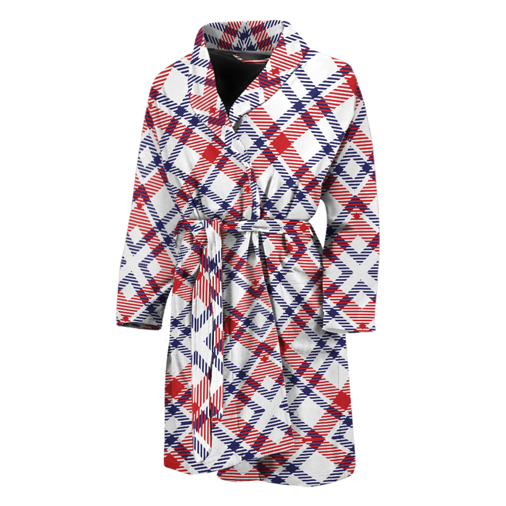 American Plaid Pattern Print Men's Bathrobe