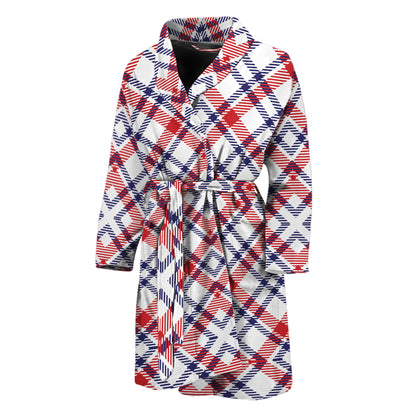 American Plaid Pattern Print Men's Bathrobe