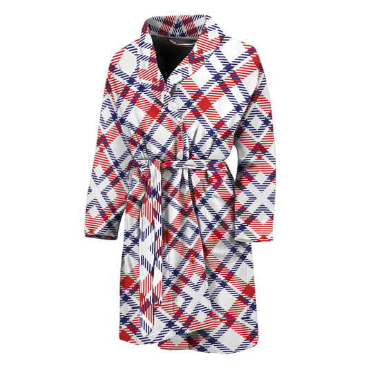 American Plaid Pattern Print Men's Bathrobe