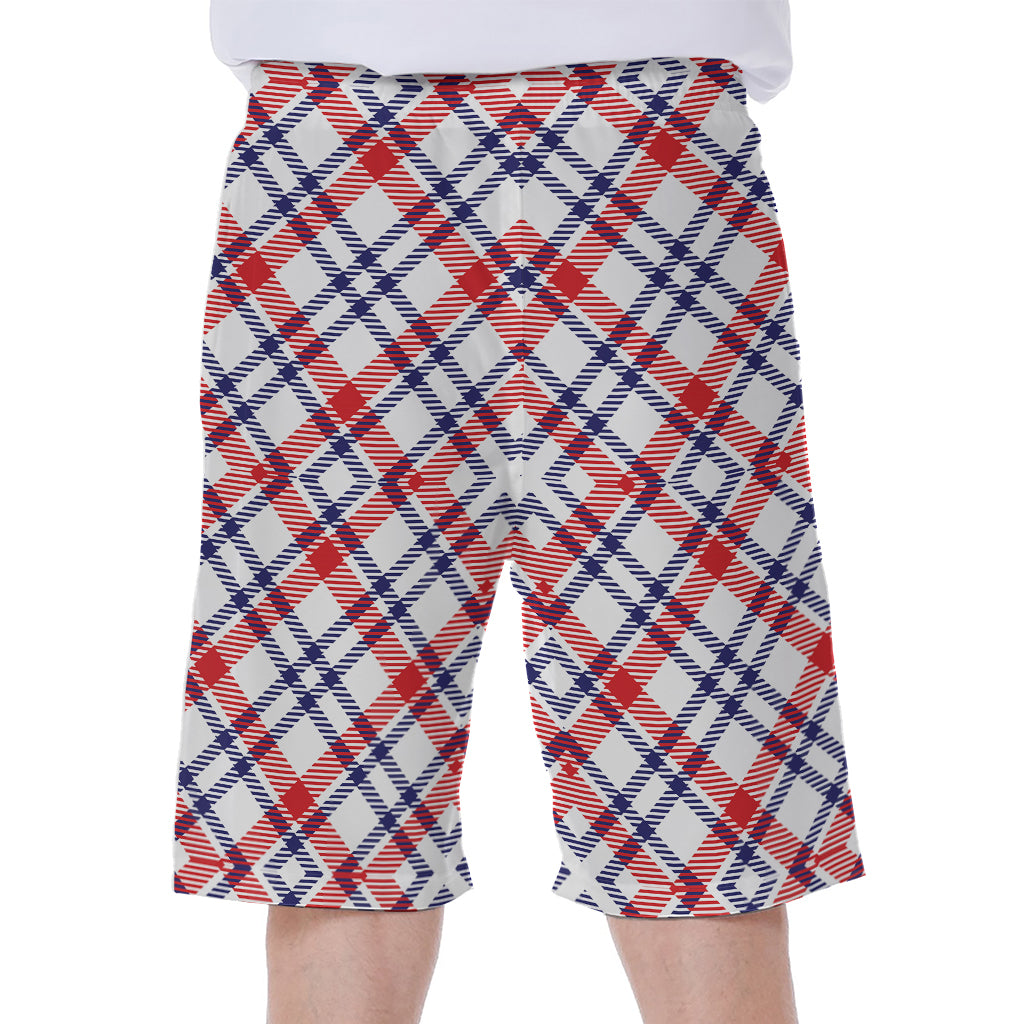American Plaid Pattern Print Men's Beach Shorts