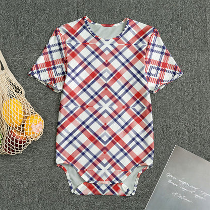 American Plaid Pattern Print Men's Bodysuit