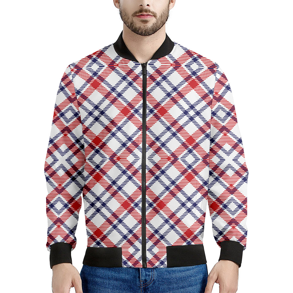 American Plaid Pattern Print Men's Bomber Jacket