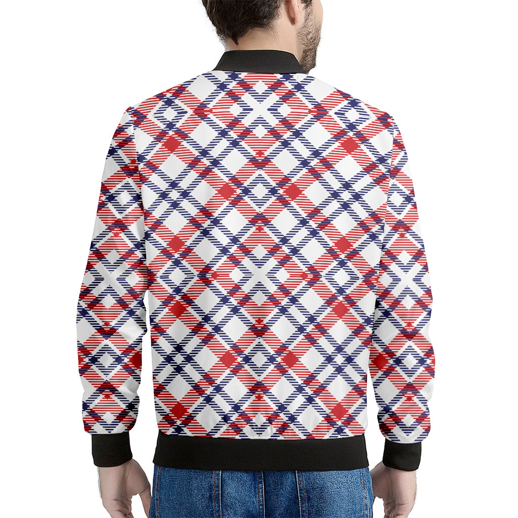American Plaid Pattern Print Men's Bomber Jacket