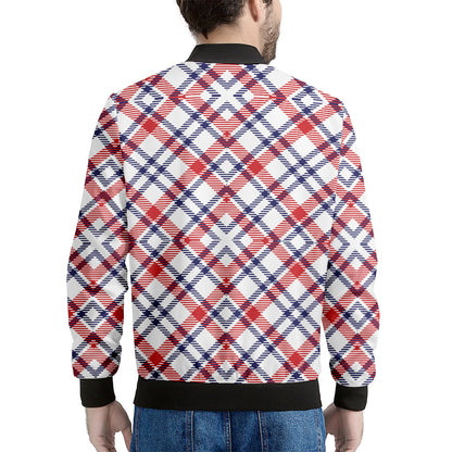 American Plaid Pattern Print Men's Bomber Jacket