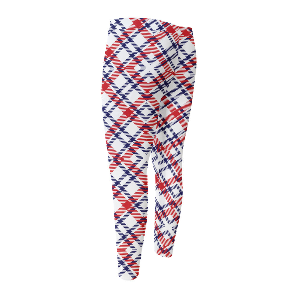 American Plaid Pattern Print Men's Compression Pants
