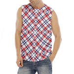 American Plaid Pattern Print Men's Fitness Tank Top