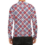 American Plaid Pattern Print Men's Long Sleeve Rash Guard