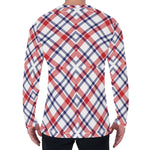 American Plaid Pattern Print Men's Long Sleeve T-Shirt
