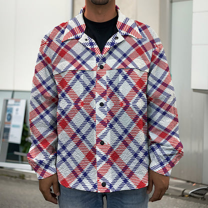 American Plaid Pattern Print Men's Shirt Jacket