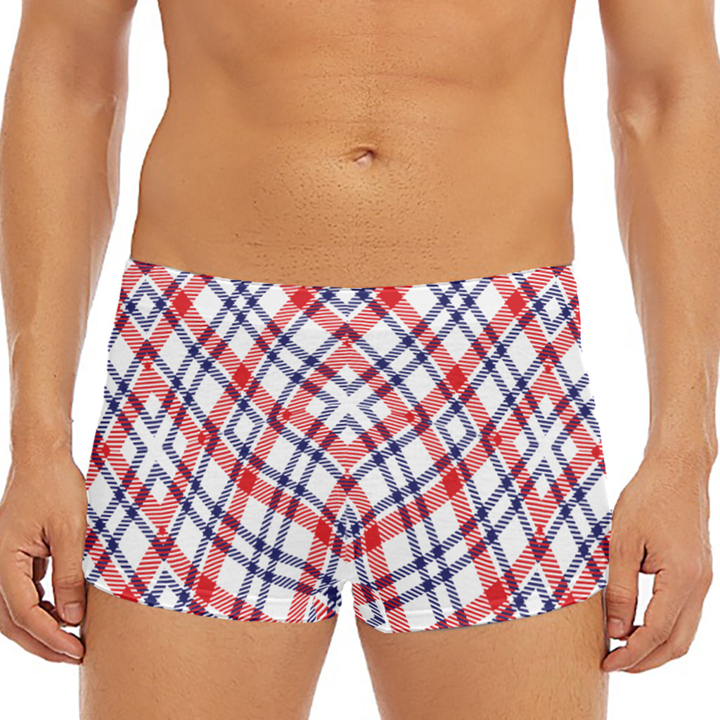 American Plaid Pattern Print Men's Short Boxer Briefs