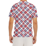 American Plaid Pattern Print Men's Short Sleeve Rash Guard