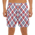 American Plaid Pattern Print Men's Split Running Shorts