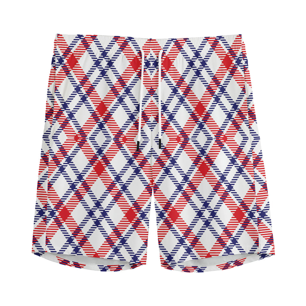 American Plaid Pattern Print Men's Sports Shorts