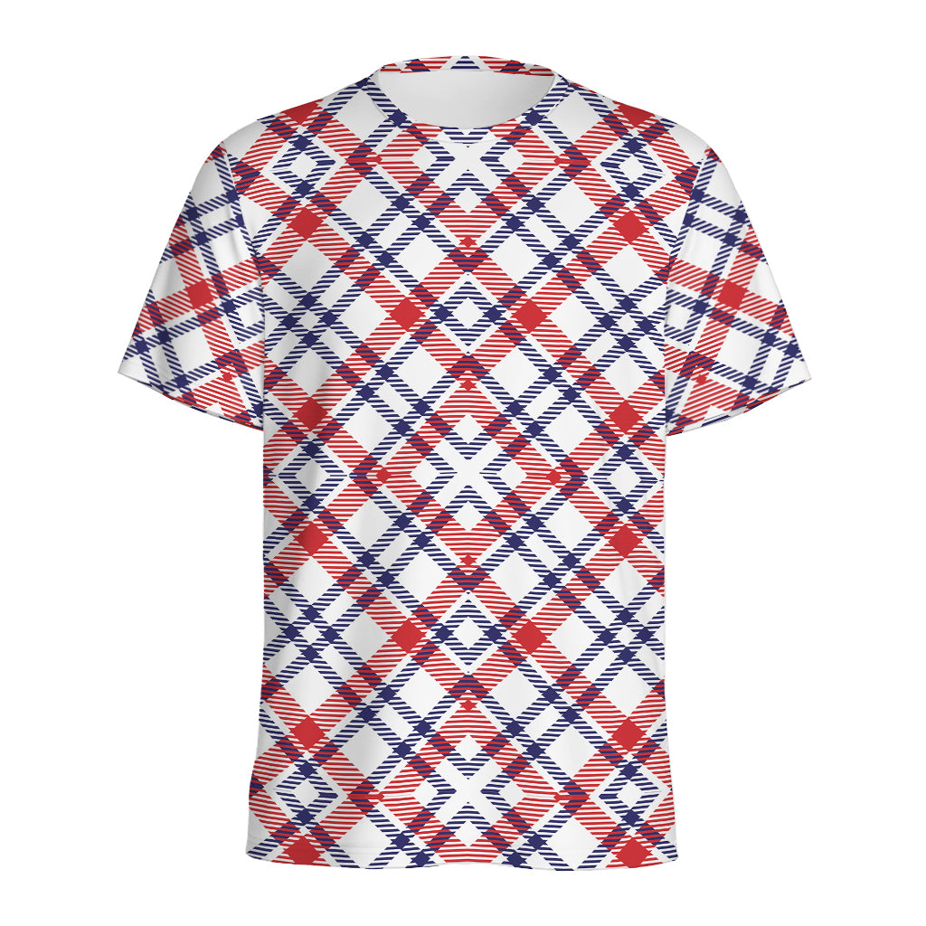 American Plaid Pattern Print Men's Sports T-Shirt