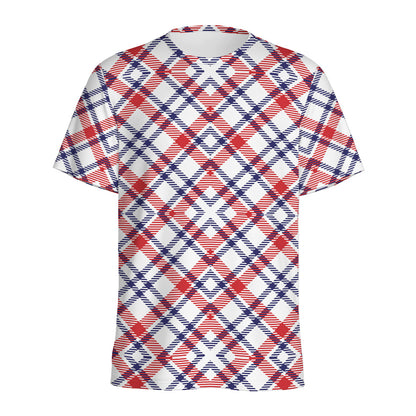 American Plaid Pattern Print Men's Sports T-Shirt