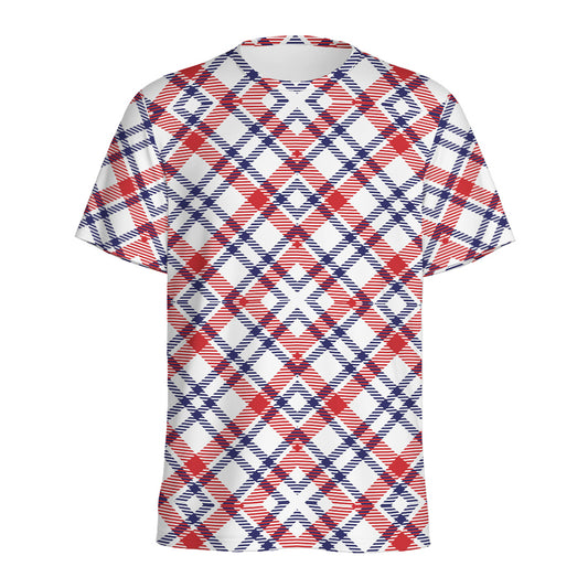 American Plaid Pattern Print Men's Sports T-Shirt
