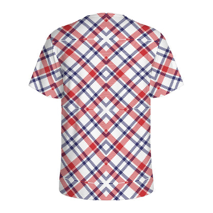 American Plaid Pattern Print Men's Sports T-Shirt