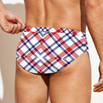 American Plaid Pattern Print Men's Swim Briefs