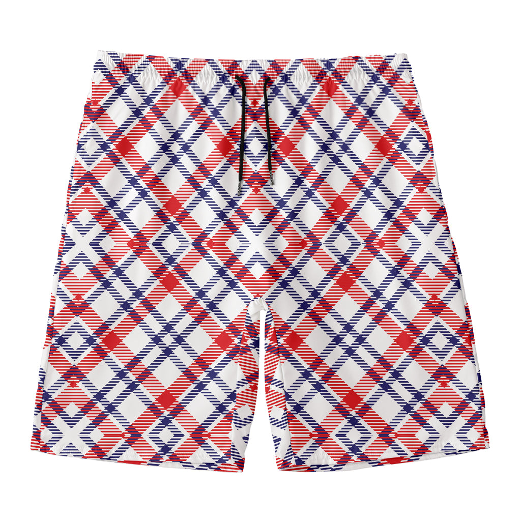 American Plaid Pattern Print Men's Swim Trunks