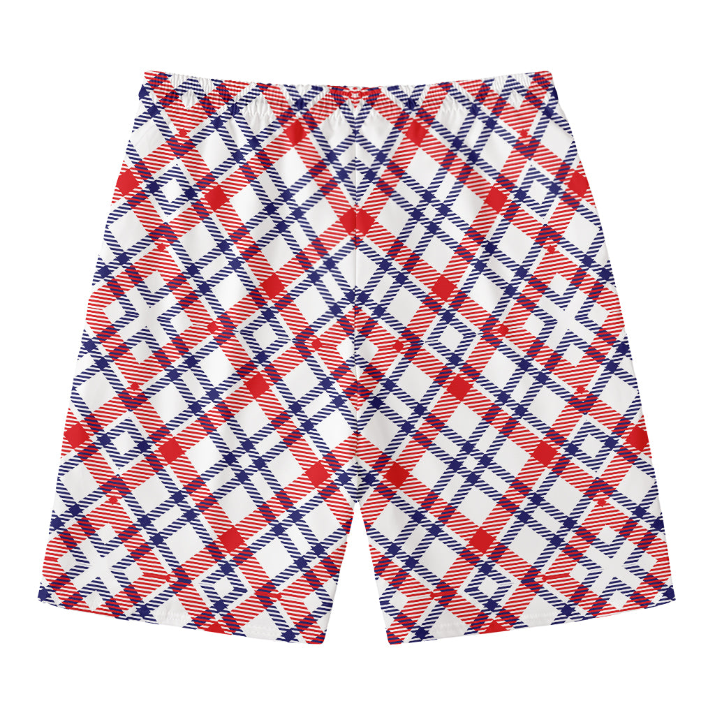 American Plaid Pattern Print Men's Swim Trunks