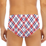 American Plaid Pattern Print Men's Triangle Swim Briefs