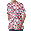 American Plaid Pattern Print Men's Velvet T-Shirt