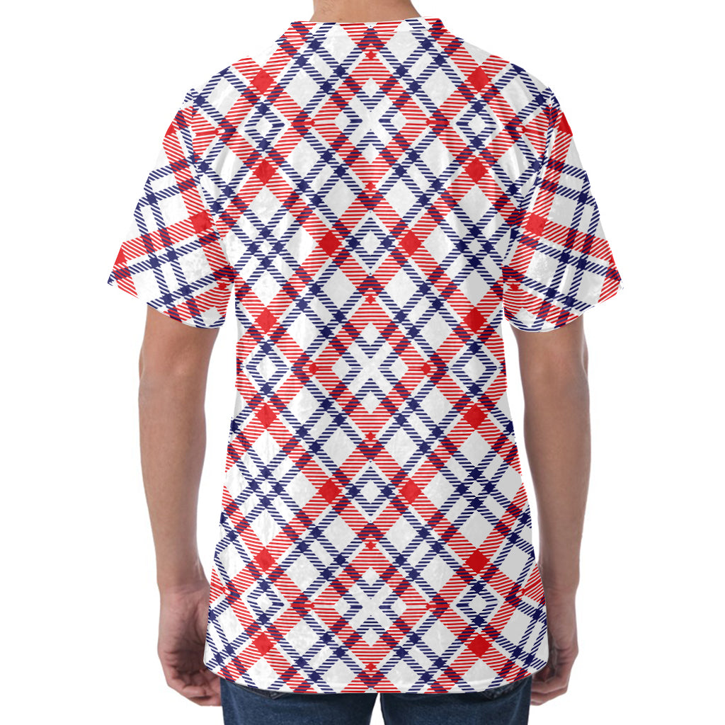 American Plaid Pattern Print Men's Velvet T-Shirt