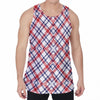 American Plaid Pattern Print Men's Velvet Tank Top