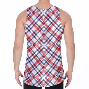 American Plaid Pattern Print Men's Velvet Tank Top