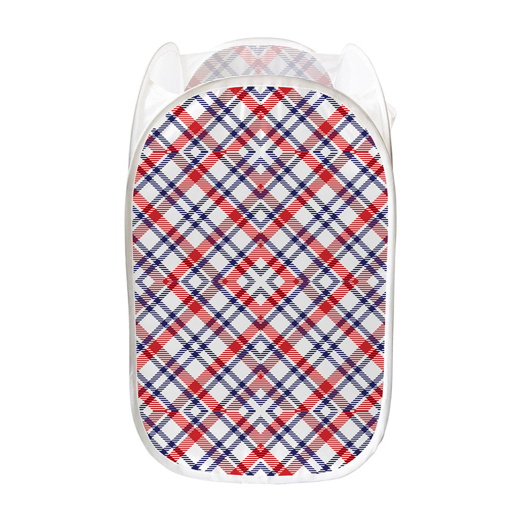 American Plaid Pattern Print Mesh Laundry Hamper