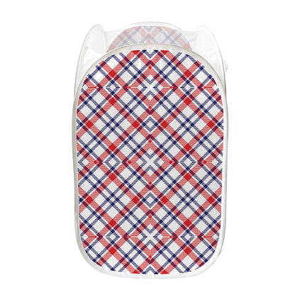 American Plaid Pattern Print Mesh Laundry Hamper